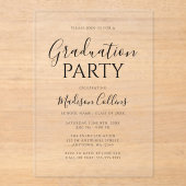 Modern Elegant Script Graduation Party Acryl Uitnodigingen (Voorkant)