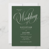Modern elegant script Green Wedding Kaart (Voorkant)