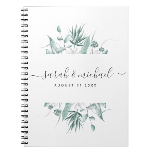 Modern Elegant Script Greenery Wedding Planning Notitieboek (Voorkant)