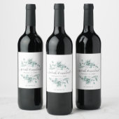 Modern Elegant Script groen bruiloft gunst Wijn Etiket (Flessen)