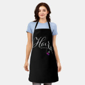 Modern elegant Script-haar op naam zwart Schort (Gedragen)