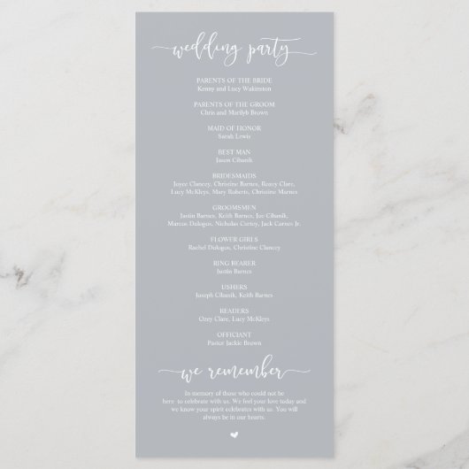 Modern Elegant Script, Huwelijksceremonie Programma (Achterkant)