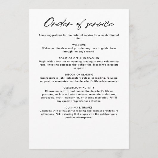 Modern elegant script in liefdevolle herinnering b programma (Achterkant)