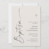 Modern Elegant Script Ivoor Neutral Baptism Kaart (Voorkant)