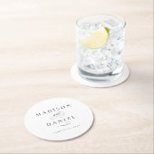 Modern Elegant Script Klassieke bruiloft Ronde Kartonnen Onderzetter (Insitu)