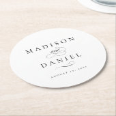 Modern Elegant Script Klassieke bruiloft Ronde Kartonnen Onderzetter (Gebogen)