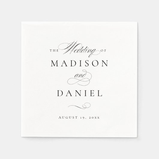 Modern Elegant Script Klassieke bruiloft Servet (Voorkant)