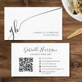 Modern Elegant Script Monogram Initialen QR-code Visitekaartje