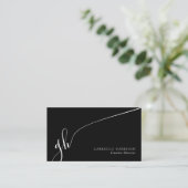 Modern Elegant Script Monogram Initialen QR-code Visitekaartje (Staand voorkant)