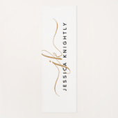 Modern Elegant Script Monogram Initialen Wit Goud Yogamat (Voorkant)