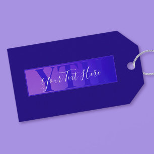 Modern Elegant Script Naam & Monogram Ombre Paarse Cadeaulabel