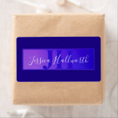 Modern Elegant Script Naam & Monogram Ombre Paarse Etiket (Insitu)