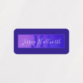 Modern Elegant Script Naam & Monogram Ombre Paarse Labels (Design 1)