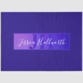 Modern Elegant Script Naam & Monogram Ombre Paarse Tissuepapier (Voorkant)