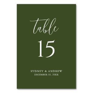 Modern Elegant Script Olijfgroene bruiloft Kaart
