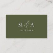 Modern Elegant Script Olijfgroene bruiloft Plaatskaartje (Achterkant)