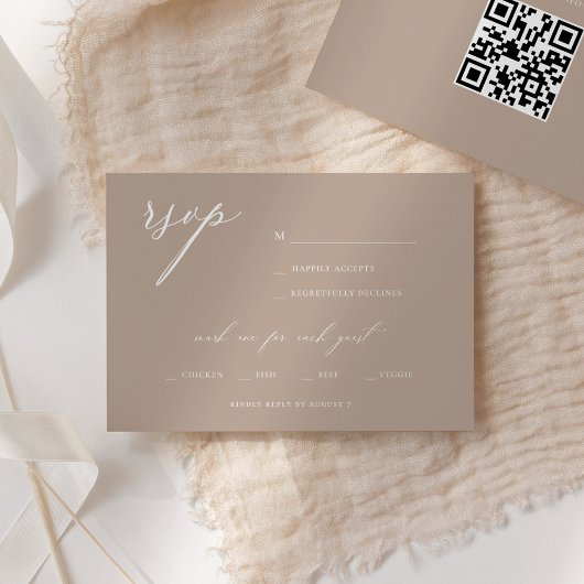Modern Elegant Script Olive Wedding RSVP Kaart