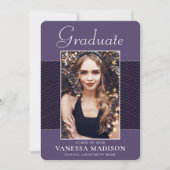 Modern | Elegant Script Paars Violet 1 Foto Afstud Aankondiging (Voorkant)