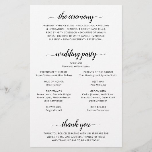 Modern Elegant Script Photo Budget Wedding Program Flyer (Achterkant)
