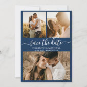 Modern Elegant Script Photo Collage Wedding Save The Date (Voorkant)