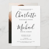 Modern Elegant Script Photo Engagement Party Kaart (Voorkant / Achterkant)