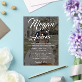 Modern Elegant Script Photo Wedding Acryl Uitnodigingen (Insitu (Huwelijk))