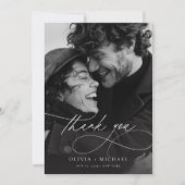 Modern Elegant Script Photo Wedding Bedankkaart (Voorkant)