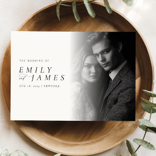 Modern Elegant Script Photo Wedding Kaart