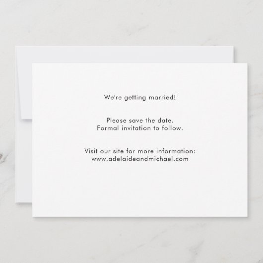 Modern Elegant Script Photo Wedding Save the Date (Achterkant)