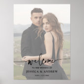 Modern Elegant Script Photo Wedding Welcome Poster (Voorkant)