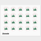 Modern Elegant Script Pine Trees Kerstcadeau Ronde Sticker (Vel)