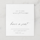 Modern Elegant Script Place Card Tafelnummer (Buitenkant ongevouwen)