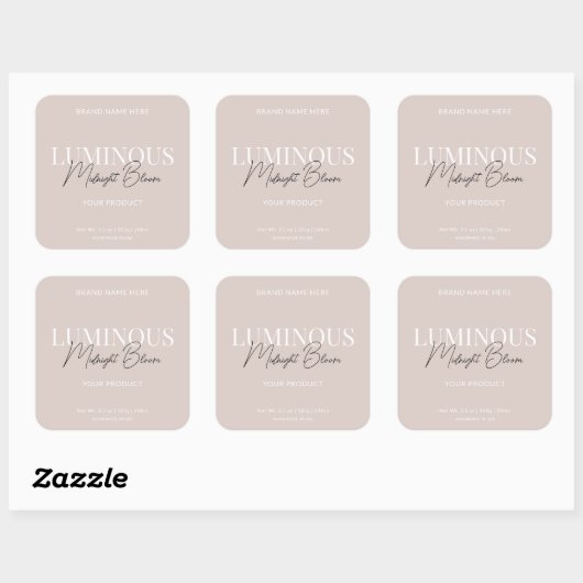 Modern Elegant Script Product Label Beige (Vel)