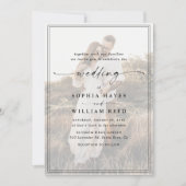 Modern Elegant Script QR Code Foto Budget Bruiloft Kaart (Voorkant)