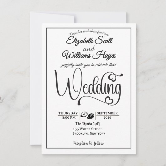 Modern Elegant Script QR Code Photo Budget Wedding Kaart (Voorkant)