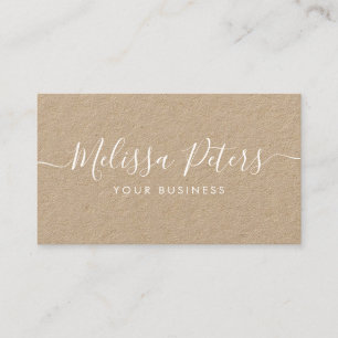 Modern Elegant Script Rustic Kraft Visitekaartje