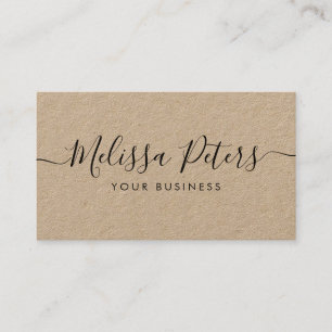 Modern Elegant Script Rustic Kraft Visitekaartje
