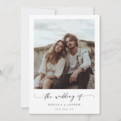 Modern Elegant Script Rustieke Fotobruiloft Kaart (Voorkant)