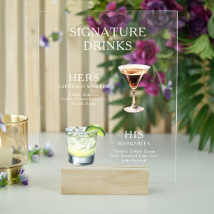 Modern Elegant Script Signature Drinken Cocktail Acryl Bord