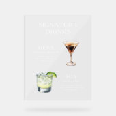 Modern Elegant Script Signature Drinken Cocktail Acryl Bord (Voorkant)