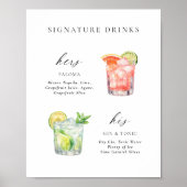 Modern Elegant Script Signature Drinken Cocktail Poster (Voorkant)