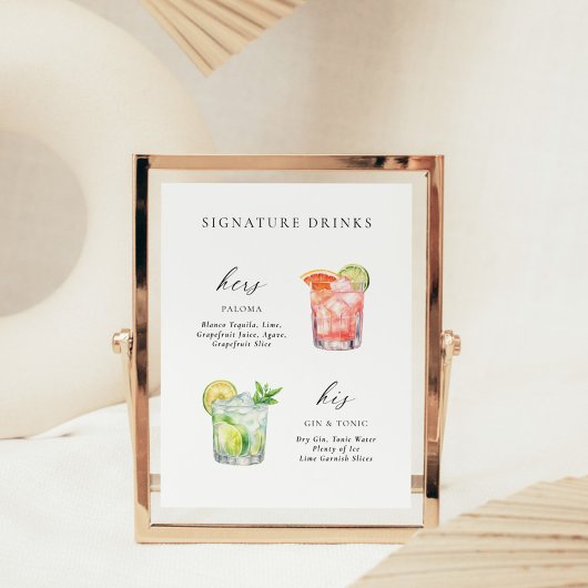 Modern Elegant Script Signature Drinken Cocktail Poster
