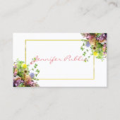Modern Elegant Script Sjabloon Waterverf Flowers Visitekaartje (Voorkant)