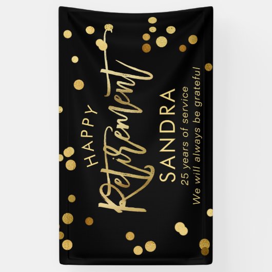Modern elegant script stijlvolle Gold Retirement Spandoek (Verticaal)