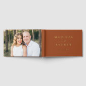 Modern Elegant Script Terracotta Photo Wedding Gastenboek (Volledig)