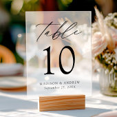 Modern Elegant Script Trouwtafel Nummer Frosted Acryl Bord