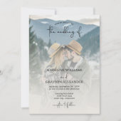 Modern Elegant Script Two Photo Wedding Kaart (Voorkant)