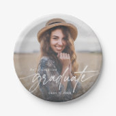 Modern Elegant Script Typografie Afstuderen Foto Papieren Bordje (Voorkant)