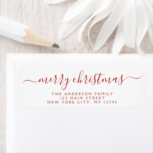 Modern Elegant Script Typografie Merry Kerstry Etiket (Insitu)