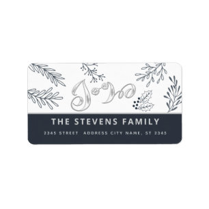 Modern elegant script vreugde winter botanische kl etiket